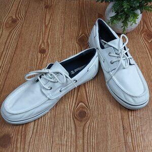TIMBERLAND Canvas Earthkeepers Heritage 2-Eye WHITE Boat Shoes size 9